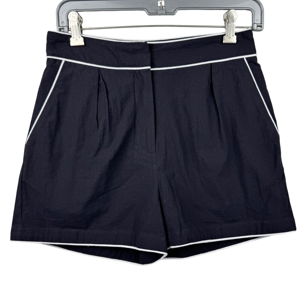 Commense Tailored‎ High Waisted Shorts Womens Small Black White Contrast Piping